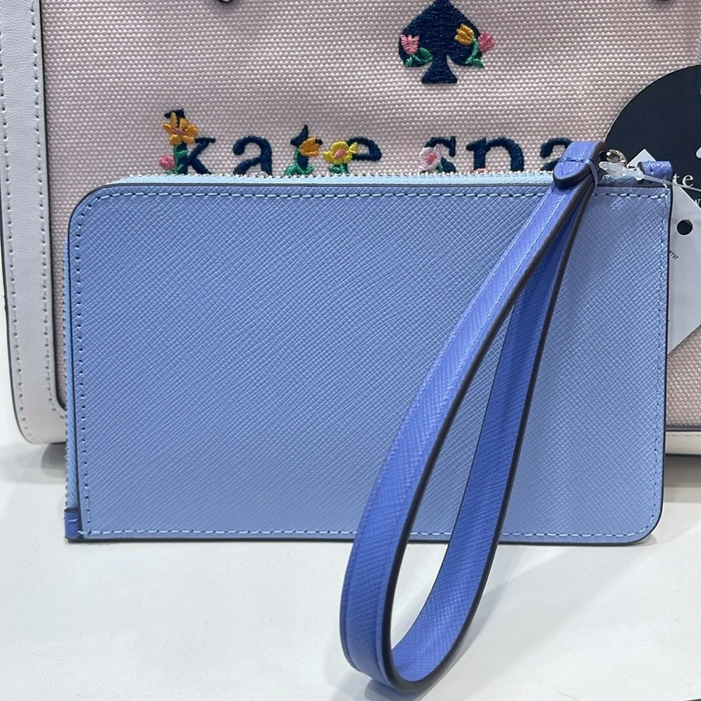 Kate Spade Lucy Small L-zip Wristlet Evening Blue Iris Multi NWT
